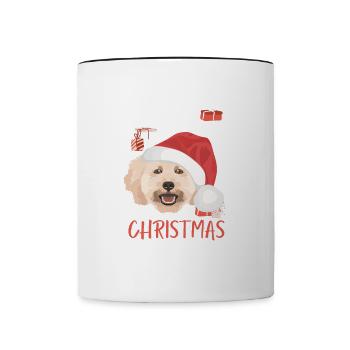 Pudel Frohe Weihnachten - Tasse zweifarbig - Weiß/Schwarz - Vorne