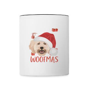 Pudel Frohe Weihnachten - Tasse zweifarbig - Weiß/Schwarz - Vorne