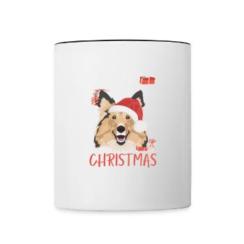 Shetland Sheepdog Merry Christmas - Contrasting Mug - white/black - Front