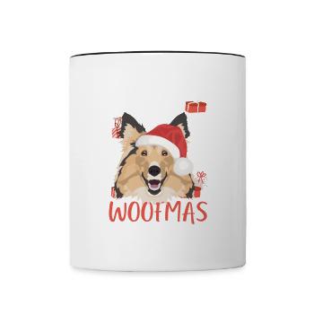 Shetland Sheepdog Merry Christmas - Contrasting Mug - white/black - Front