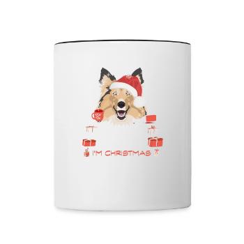 Shetland Sheepdog Weihnachtsmarkt - Tasse zweifarbig - Weiß/Schwarz - Vorne