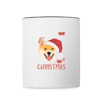 Shiba Inu Joyeux Noël - Mug contrasté - blanc/noir - Devant