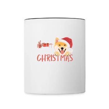 Shiba Inu Joyeux Noël - Mug contrasté - blanc/noir - Devant