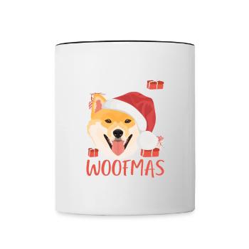 Shiba Inu Joyeux Noël - Mug contrasté - blanc/noir - Devant