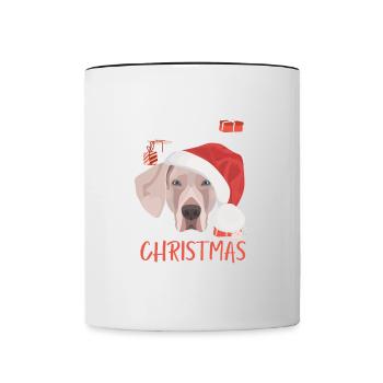 Weimaraner Frohe Weihnachten - Tasse zweifarbig - Weiß/Schwarz - Vorne