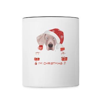 Weimaraner Weihnachtsmarkt - Tasse zweifarbig - Weiß/Schwarz - Vorne