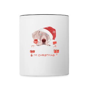 Weimaraner Weihnachtsmarkt - Tasse zweifarbig - Weiß/Schwarz - Vorne