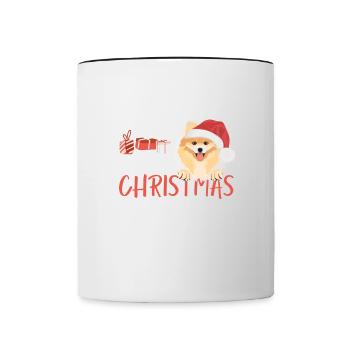 Zwergspitz Joyeux Noël - Mug contrasté - blanc/noir - Devant