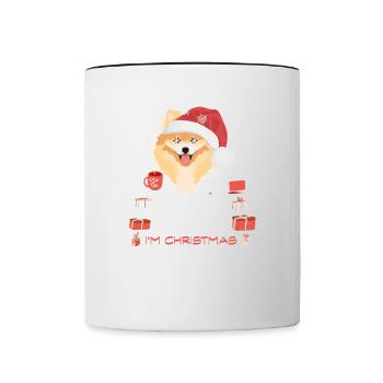 Zwergspitz Weihnachtsmarkt - Tasse zweifarbig - Weiß/Schwarz - Vorne