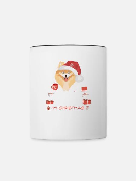 Zwergspitz Weihnachtsmarkt - Tasse zweifarbig - Weiß/Schwarz