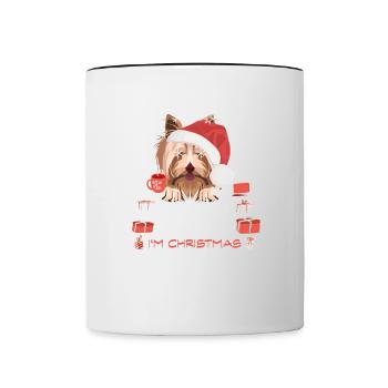 Marché de Noël Yorkshire Terrier - Mug contrasté - blanc/noir - Devant