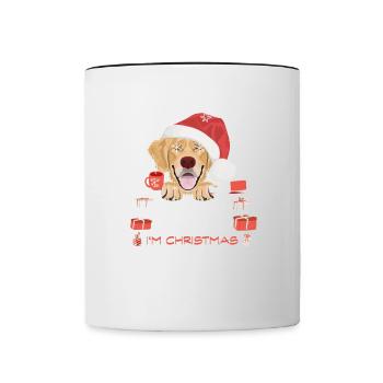 Golden Retriever Christmas Market - Contrasting Mug - white/black - Front