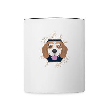 Goldener Hund Beagle - Tasse zweifarbig - Weiß/Schwarz - Vorne