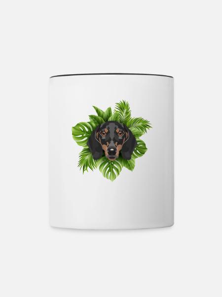 Tropical Dackel - Tasse zweifarbig - Weiß/Schwarz