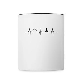 Yoga om Herzschlag - Tasse zweifarbig - Weiß/Schwarz - Vorne