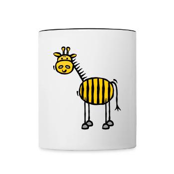 Striped - giraffe with stripes - Contrasting Mug - white/black - Front