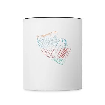 Retro Farben Akkordeon Musiker Geschenkidee - Tasse zweifarbig - Weiß/Schwarz - Vorne
