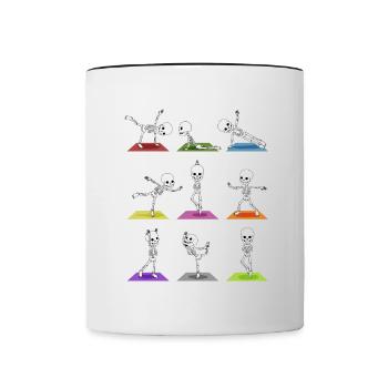 Squelettes de Yoga Halloween - Mug contrasté - blanc/noir - Devant