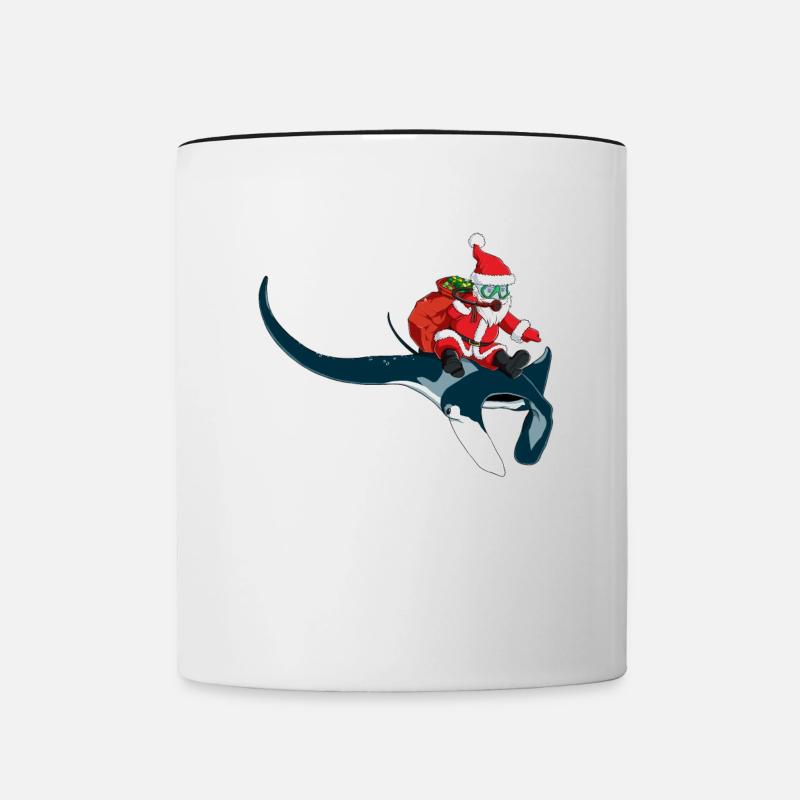 Christmas Manta Ray Xmas Diving Gift Idea - Contrasting Mug - white/black
