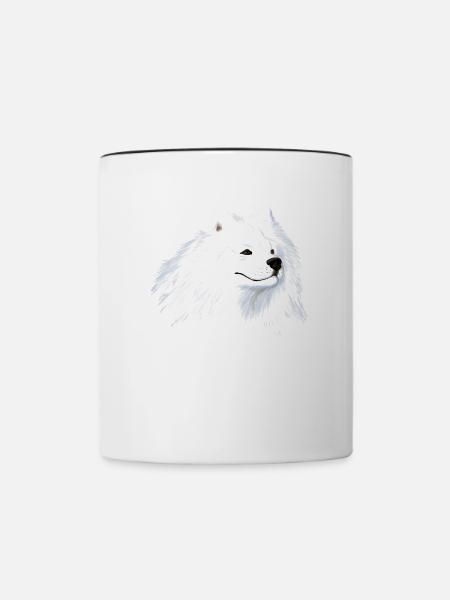 Samojede Hund - Tasse zweifarbig - Weiß/Schwarz