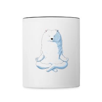Yoga Samojede chien - Mug contrasté - blanc/noir - Devant