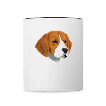 Beagle Hund - Tasse zweifarbig - Weiß/Schwarz - Vorne