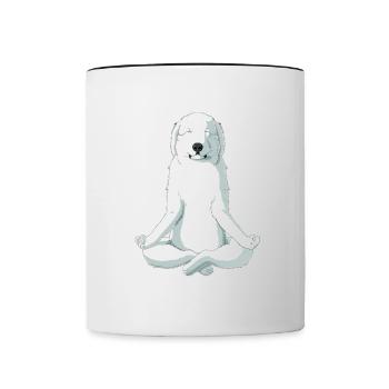 Yoga Great Pyrenees Dog - Contrasting Mug - white/black - Front