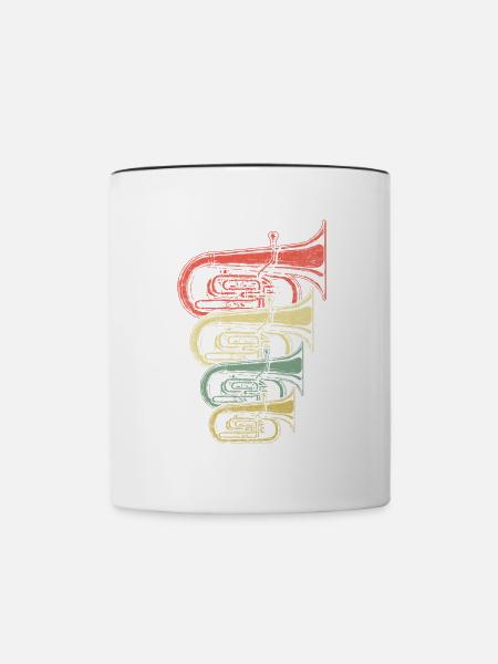 Retro Tuba - Tasse zweifarbig - Weiß/Schwarz