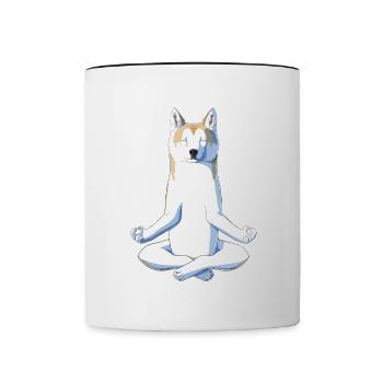 Yoga Akita Dog - Contrasting Mug - white/black - Front