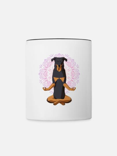Beauceron Hund Meditation - Tasse zweifarbig - Weiß/Schwarz