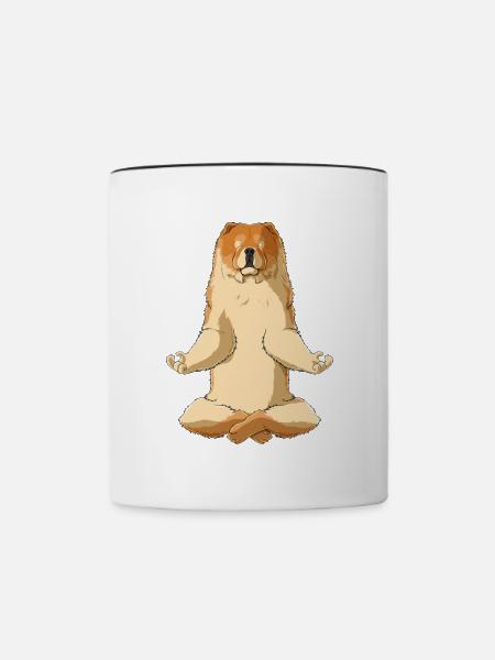 Meditierender Chow Chow Hund - Tasse zweifarbig - Weiß/Schwarz