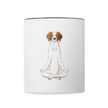 Meditierender Epagneul Breton Hund - Tasse zweifarbig - Weiß/Schwarz - Vorne