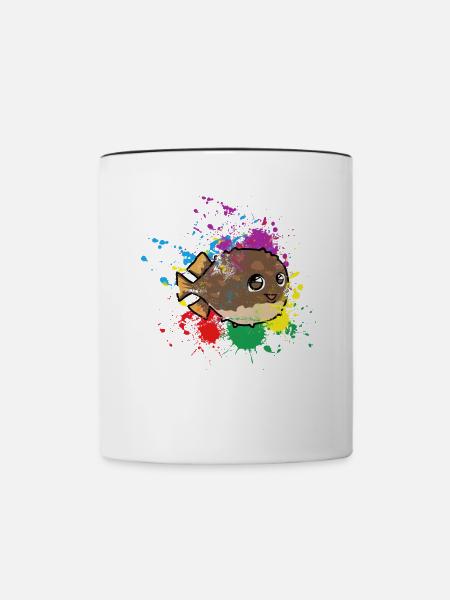 Farbiger Kugelfisch - Tasse zweifarbig - Weiß/Schwarz