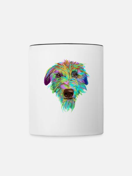 Scottish Deerhound Hund - Tasse zweifarbig - Weiß/Schwarz