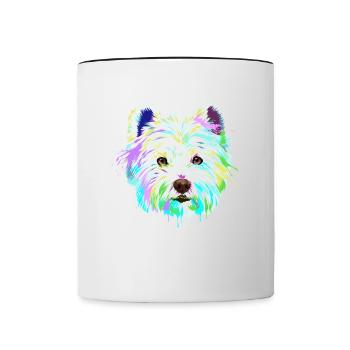 West Highland White Terrier Hund - Tasse zweifarbig - Weiß/Schwarz - Vorne