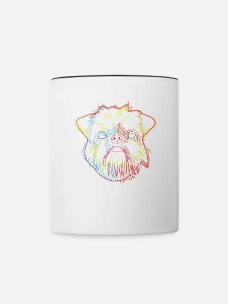 Brussels Griffon Hund - Tasse zweifarbig - Weiß/Schwarz