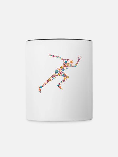 Blumen Sprinterin - Tasse zweifarbig - Weiß/Schwarz
