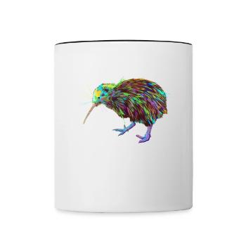 Spalsh Kiwi Bird - Contrasting Mug - white/black - Front