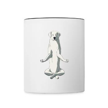 Meditierender Polski Owczarek Podhalanski Hund - Tasse zweifarbig - Weiß/Schwarz - Vorne