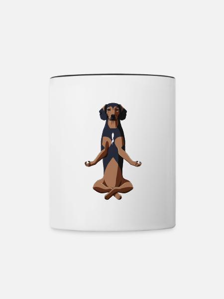 Meditierender Tiroler Bracke Hund - Tasse zweifarbig - Weiß/Schwarz