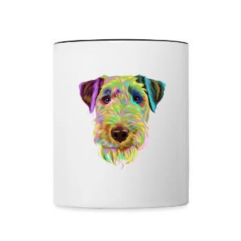 Splash Welsh Terrier Dog - Contrasting Mug - white/black - Front