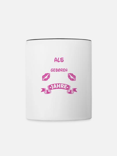 Als Prinzessin Geboren 40 Geburtstag Frau Mama - Tasse zweifarbig - Weiß/Schwarz