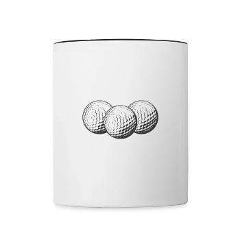 Il faut beaucoup de balles pour jouer au golf comme je le fais. - Mug contrasté - blanc/noir - Devant