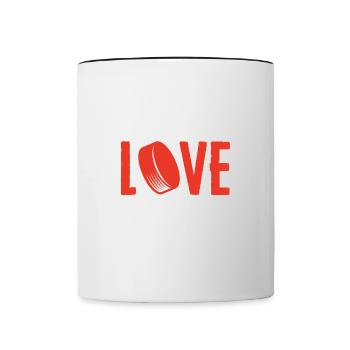 J’aime le hockey pour les joueurs de hockey et les partisans - Mug contrasté - blanc/noir - Devant