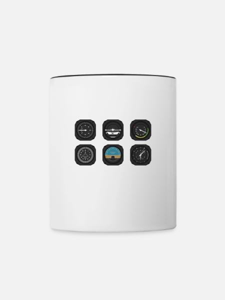 Pilot’s Six Pack Pilot Aircraft Lover - Mug contrasté - blanc/noir