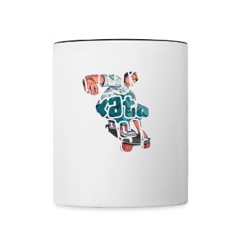 J’adore Skater Boys pour les skateboarders - Mug contrasté - blanc/noir - Devant