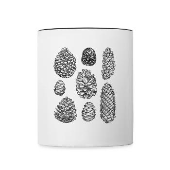 Pommes de pin Cônes de pin Cônes d’épinette - Mug contrasté - blanc/noir - Devant