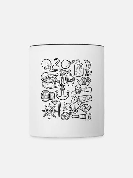 Piraten - Tasse zweifarbig - Weiß/Schwarz