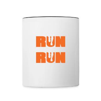 Courez le cross-country avec votre cœur - Mug contrasté - blanc/noir - Devant