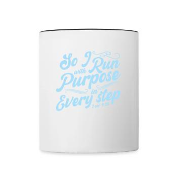 Courir avec un but Aimer la course de fond - Mug contrasté - blanc/noir - Devant